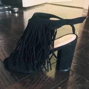 Vince Camuto Suede Heels with Fringe